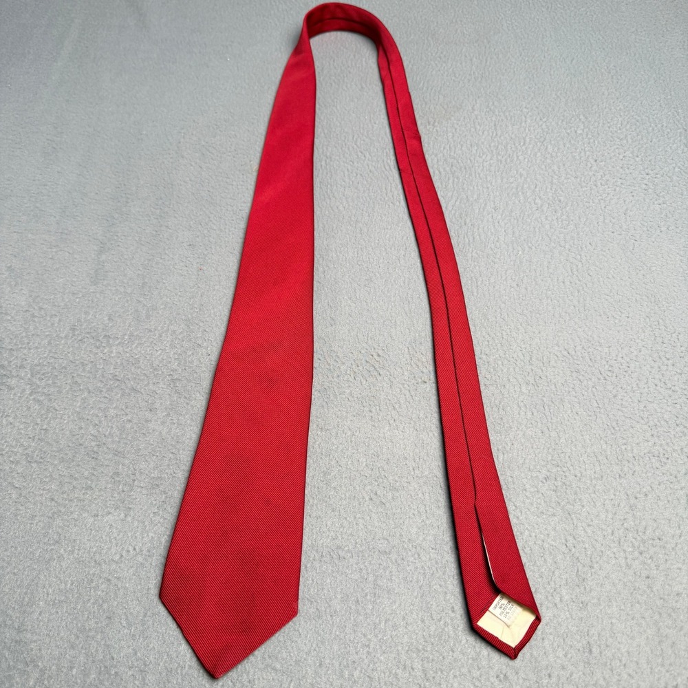 Vintage Red Ribbed Textured Silk Blend Necktie‎ RN 13843 Mens Formal Tie